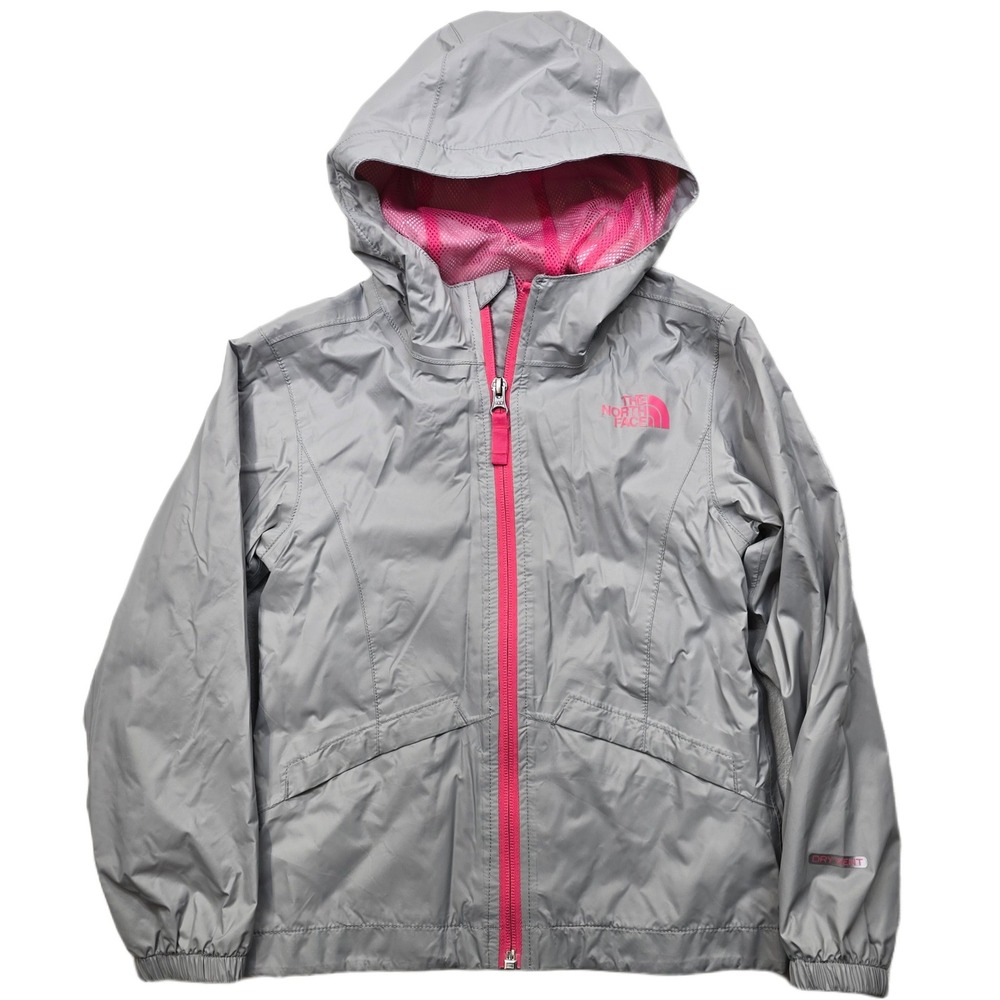 The‎ North Face DryVent Rain Jacket Girls XXS 5 Silver Pink Hooded